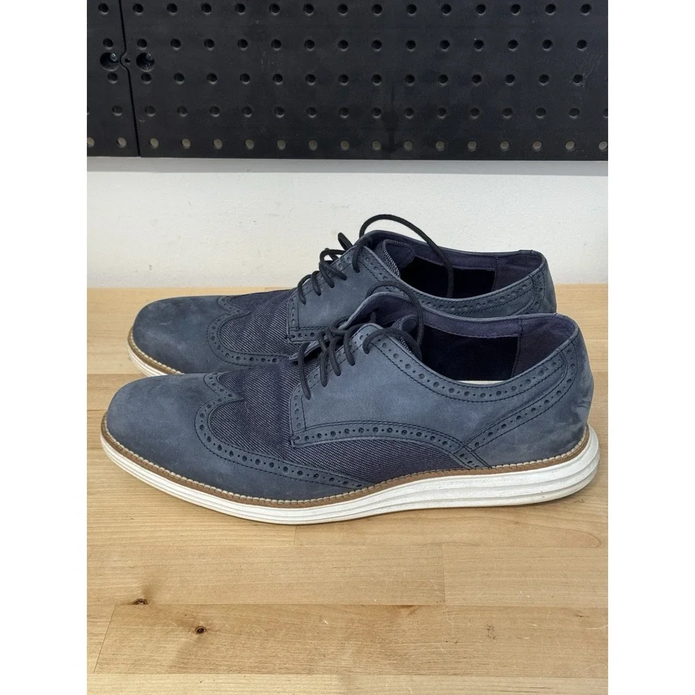 Cole Haan Navy Blue Wingtip Boat Shoes